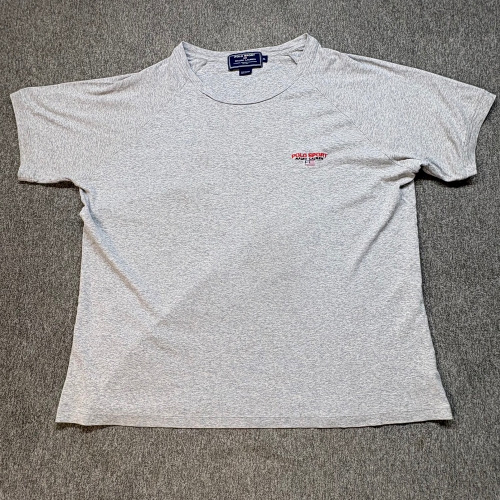 Polo Sport Ralph Lauren Mens XL Grey Heather Raglan Logo T-Shirt Cotton